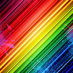 Rainbow diagonal stripes and colorful paint splashes abstract background