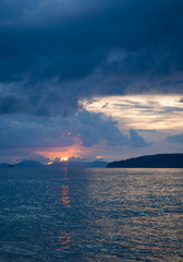 Naklejka na ściany i meble Sunrise on the bay of Nidri in Lefkas island