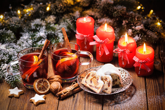 Weihnachten, Glühwein, Adventskerzen