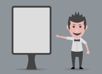 doll happy man pointing marquee