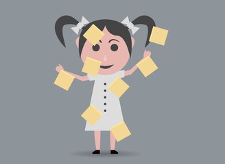 girl doll post it covered