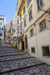 Fototapeta na wymiar Streets of Corfu city, Greece