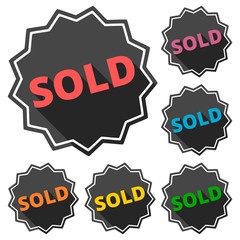 Sold icons set with long shadow