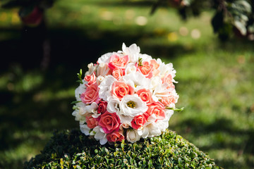Wedding bouquet with roses.