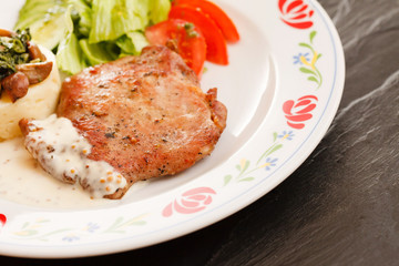 meat with salad