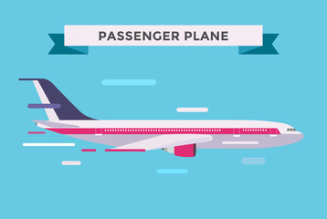 Fototapeta premium Civil aviation travel passanger air plane vector illustration