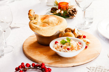 Mushroom Pot-Pie on Christmas table