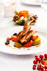 quail on Christmas table