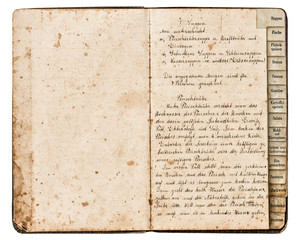 Antique recipe book with handwritten text