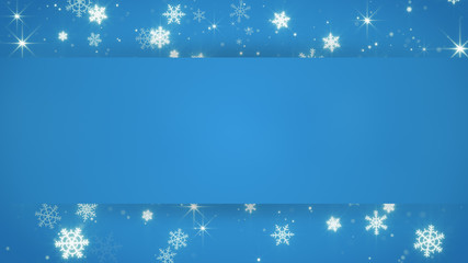 blue banner and christmas snowfall