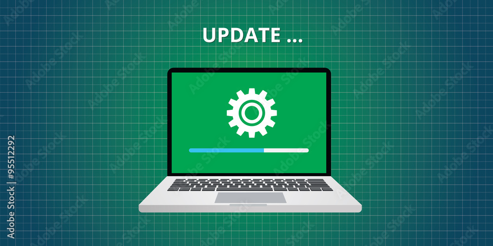 Poster data update or synchronize with bar process vector flat