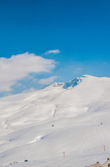 Winter mountains on bright winter day