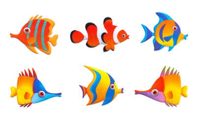 Stock Vector Illustration:Cute fish collection set isolated on w