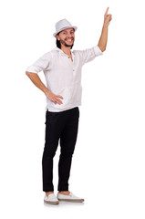 Young man in hat isolated on white