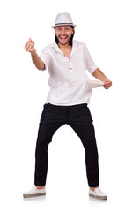 Young man in hat isolated on white