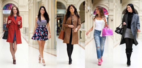 Collage five fashion young women
