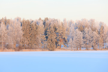 Winter lake scenery in finland