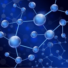 Molecule illustration over blue background 