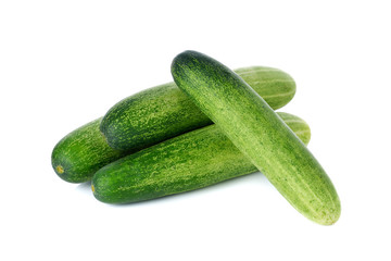whole fresh cucumber on white background