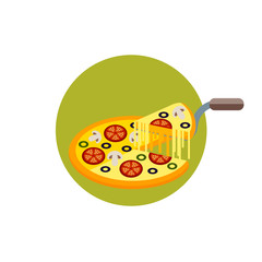 Icon pizza in a flat style