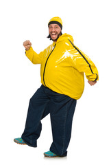 Overweight man isolated on the white