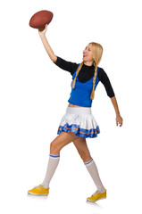 Woman cheerleader isolated on the white