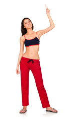 Woman in sport concept isolated on white