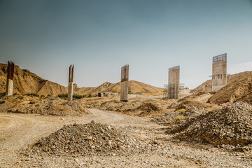 Under construction bridge in Iraqi desert