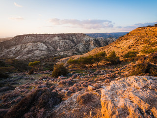 Fototapeta na wymiar Landscape at sunset near Pissouri. Cyprus