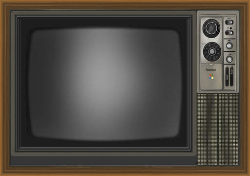 High detail illustration of Old style tv in photoshop