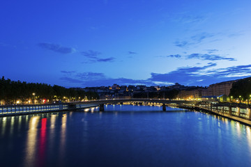 Fototapeta na wymiar Lyon by Saone River in France