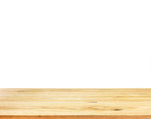 Wood table top isolated on white background - can be used for di
