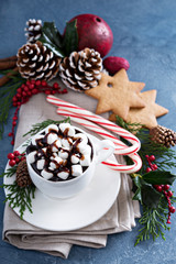 Christmas hot chocolate with ornaments