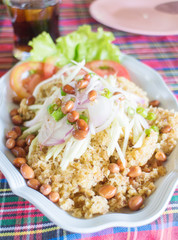 Crispy catfish salad with green mango and vegetable