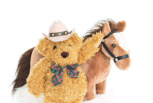 Cowboy Teddy Bear And Horses