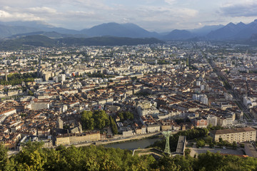 Fototapeta na wymiar View on Grenoble in the evening