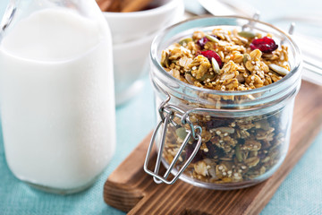 Homemade granola with quinoa and cranberry