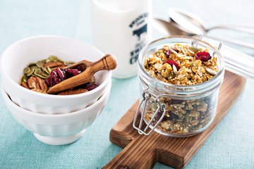 Homemade granola with quinoa and cranberry