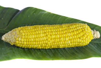 Corn on banana leaf