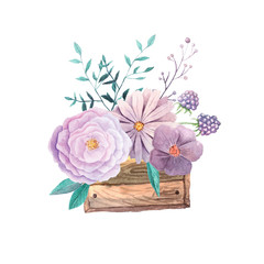 Roses in wooden box