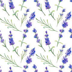Seamless pattern with watercolor lavender