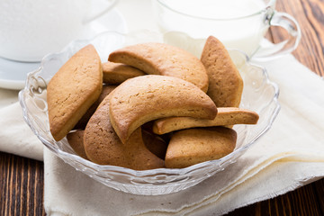 Shortbread cookies and cup of milk