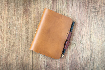 Brown Leather notebooks isolated on white background
