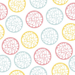 seamless pattern of colored flowers in circles