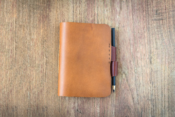 Brown Leather notebooks isolated on white background