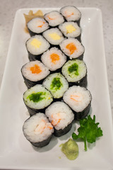 Sushi rolls on a plate
