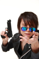 man with a handgun 