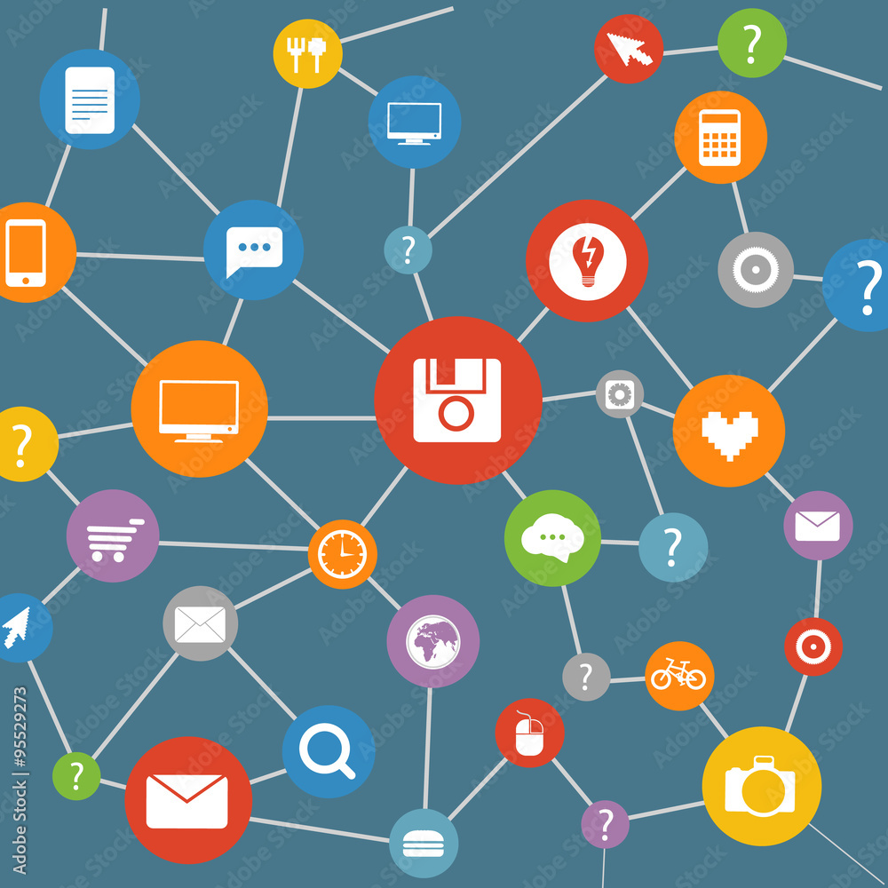 Aufkleber Abstract modern network scheme. Flat design elements
