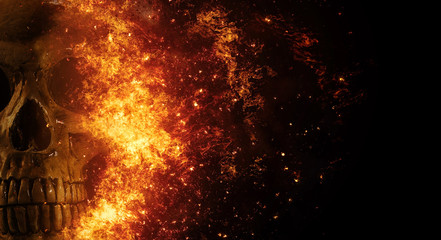skull flames Fire effect © meen_na