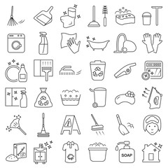 Cleaning and washing vector icon set